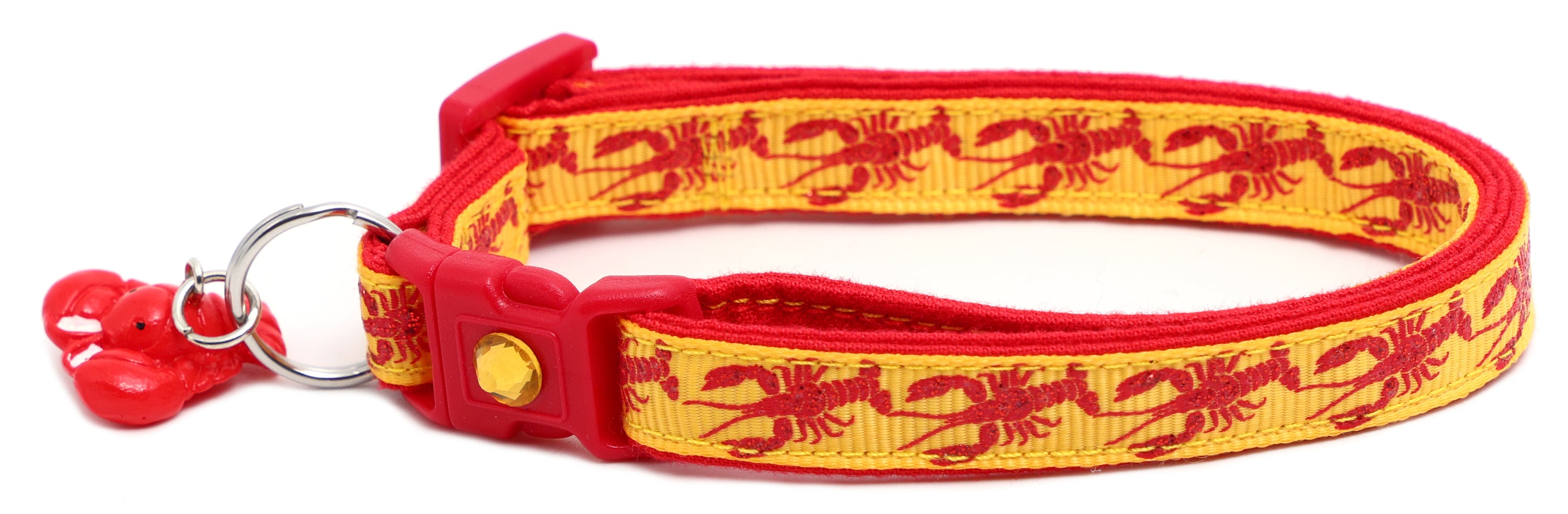 Lobster Breakaway Cat Collar made of reinforced cotton, featuring a breakaway clip and customizable options.